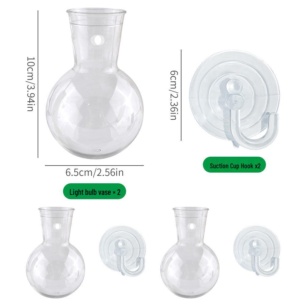 Transparent Wall-Mounted Hydroponic Plant Vase with Suction Cup Hook for Pothos - Small Hanging Eco-Bottle Container