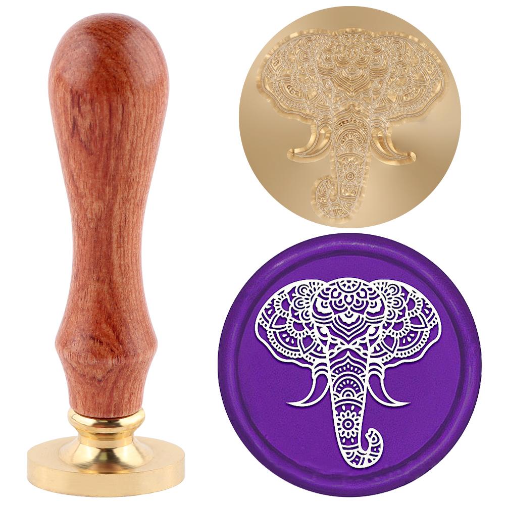 

2 шт./набор Штампы для восковой печати с ручкой, Животные, Медведь, Мандала Слон, Собака и кошка на луне, латунные штампы для воска для декора