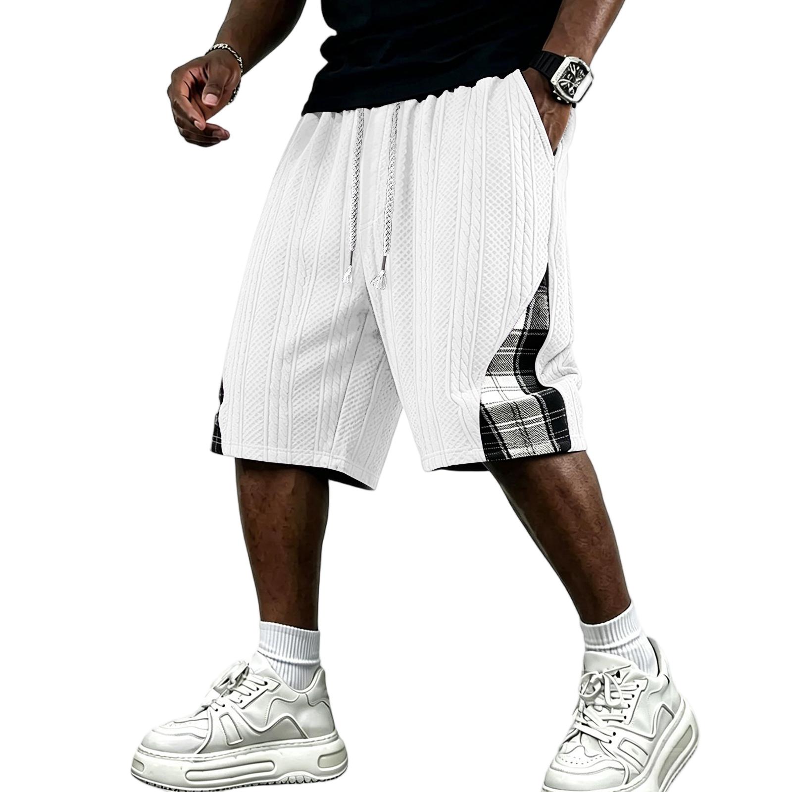 Xingben Seven Zomer Jacquard Losse Casual Sportshorts voor Mannen met Elastische Tailleband en Trekkoord voor Buitenactiviteiten en Dagelijks Gebruik XL wit