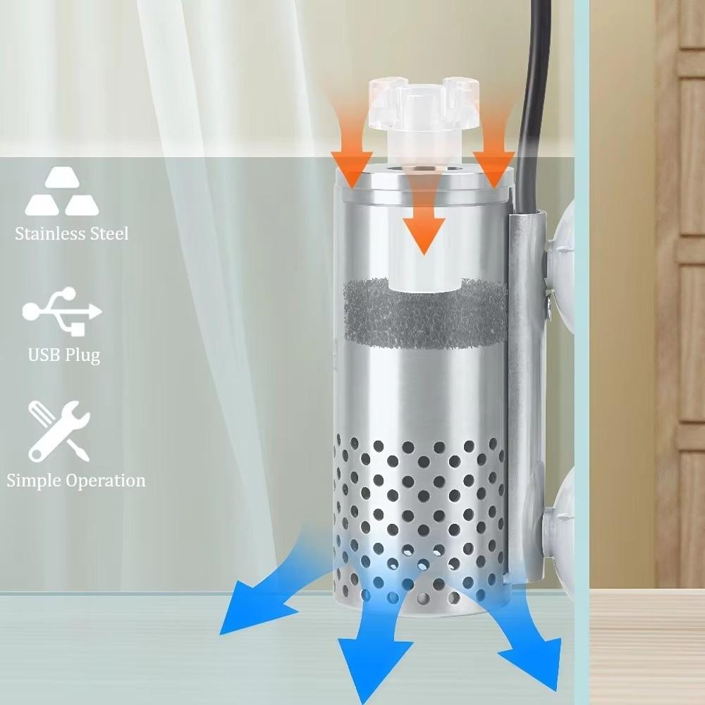 Edelstahl Aquarium Oberflächenölskimmer Selbstansaugender Fischtankfilter Ölfilmbearbeiter