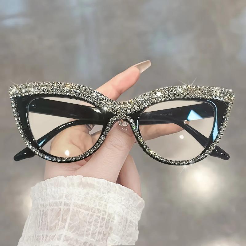 Luxury Rhinestone Cat Eye Reading Glasses for Women Elegant Sparkly Crystal Presbyopic Eyeglasses Retro Computer Readers