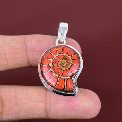 Pendente doppio ammonite opale gioielli fatti a mano incredibile ciondolo gemma ciondolo in argento sterling 925 gioielli unici regali per lui