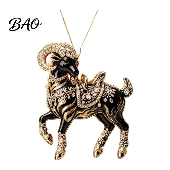 Personalized Gift for Family And Friends Black Goat Christmas Tree Hanging Ornament, 2D Acrylic Festive Clear Pattern Pendant Pendant, Decorative Car