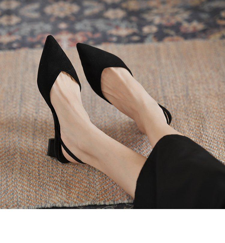 Xiaoxiangfeng Baotou Pantoletten Damen Dicke Absätze Spitzschuhe Coole Hausschuhe Bequeme Rückenfreie Einzelne Schuhe Sommer Strass Hohe Absätze