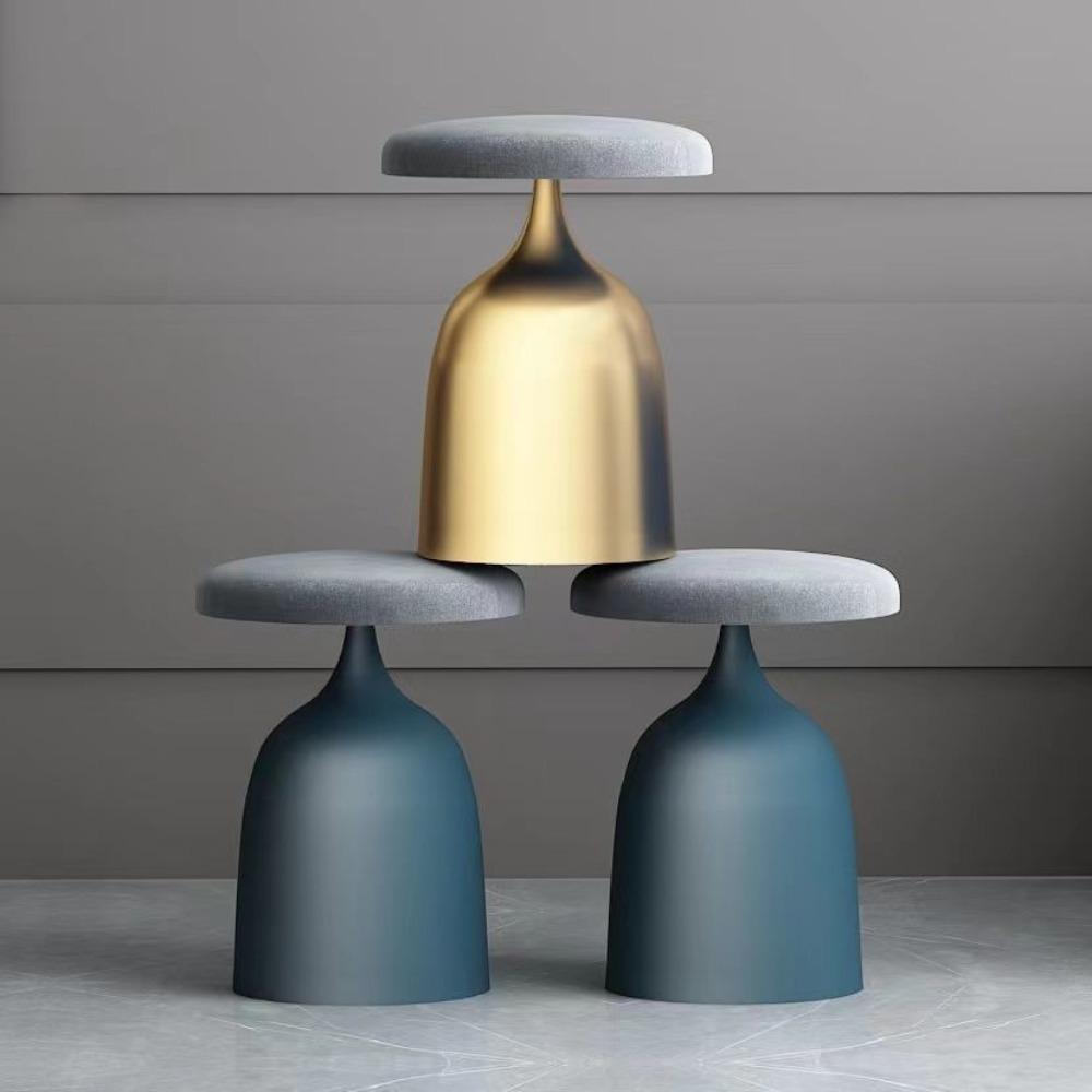 1pc Nordic Designer Backless Living Room Single Chair, Indoor Tea Table Backless Leisure Chair, Metal Material