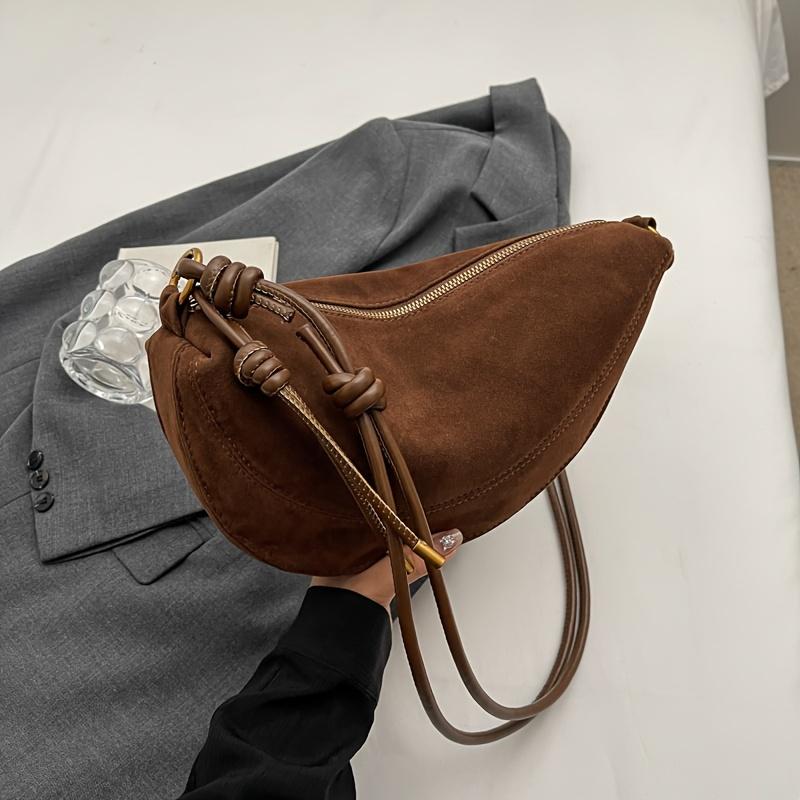 Women'S Retro Underarm Dinner Satchel Plush Frosted Casual Crossbody Bag Creative Shoulder Dumpling Bag Adjustable Shoulder Strap Waterproof Handbag
