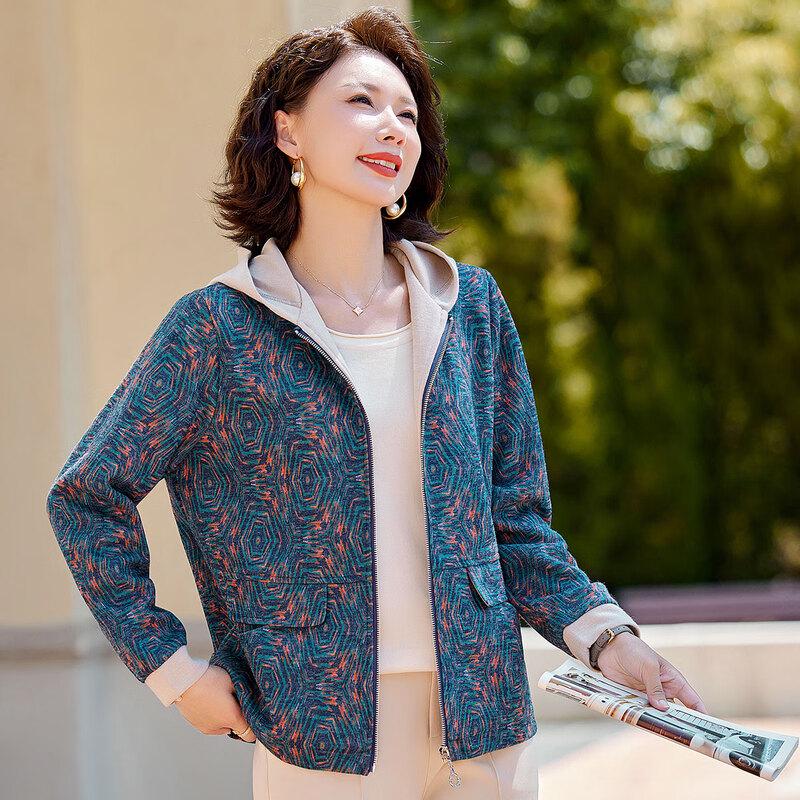 Pastor 2025 Autumn Zipper Hooded Cardigan Jacket for Middle-Aged Women