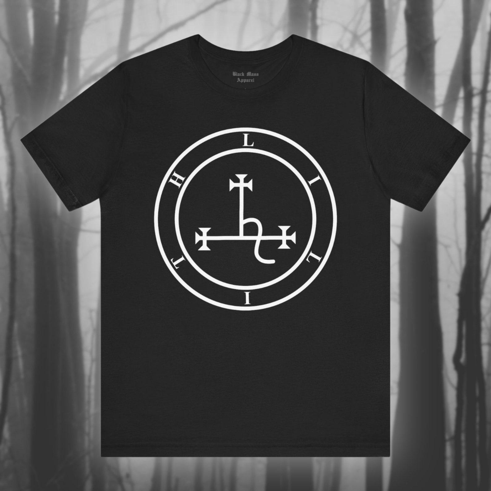 Lilith Sigil, Gothic T-Shirt, Black Moon Lilith T-Shirt, Goth Shirt, Witchcraft Gift, Occult Top, Grimoire Unisex Jersey Short Sleeve Tee L