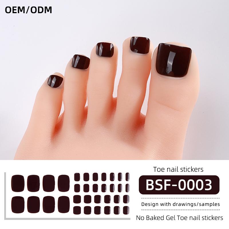 Popular Style New 3D Waterproof Nail Sticker Plastic UV Free Nail Wraps Toe Wraps