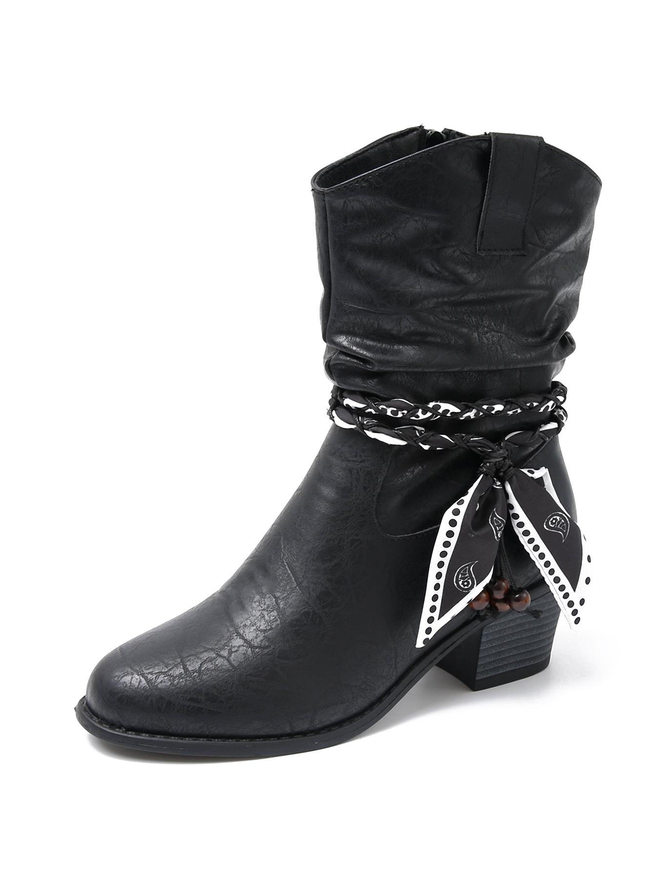 

Ladies retro casual boots with chunky heels, fashionable and versatile, elegant and available in large sizes, short boots for daily use 37