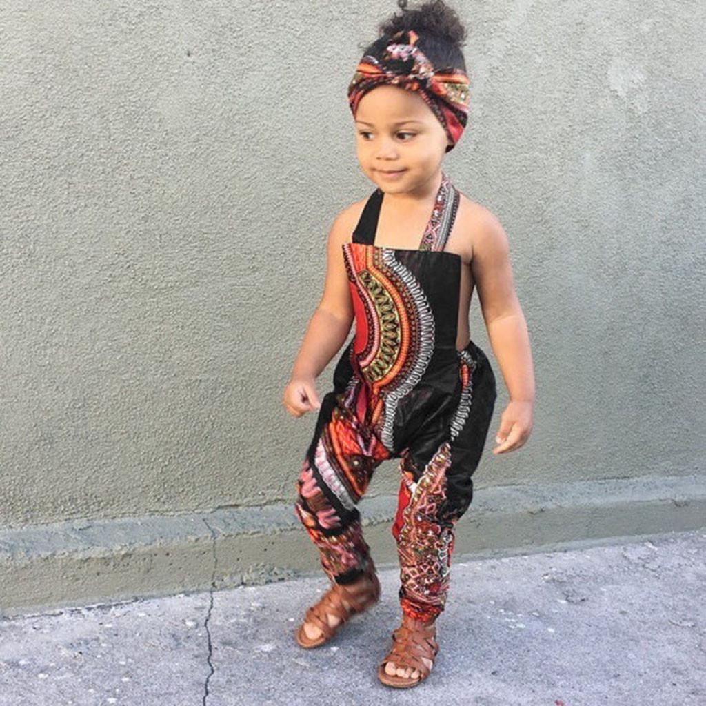 5T NB Black Orange Green Kente Print African Ankara Kente Print Romper Baby Jumpsuit Toddler Kids Girls