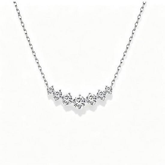 Sparkling Smile Rhinestone 925 Sterling Silver Necklace - Elegant Pendant Collarbone Chain, Perfect Birthday Gift for Girlfriend