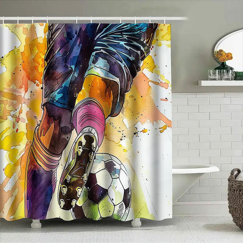 Football Shower Curtain Sports Lover Gift Waterproof Decor Modern Bath Room Art Home Textile Patterned Backdrop