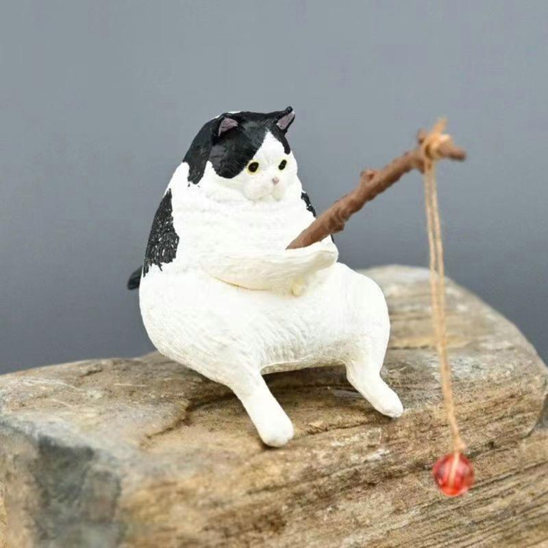 62KD Fishing Ornaments Resin Figurine Cartoon Statue for Fish Aquarium