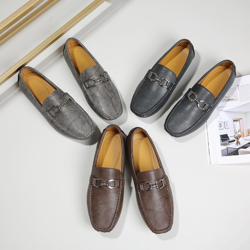 Men's Casual Leather Shoes Lightweight Loafers Moccasins Slip on Classic Male Comfortable Driving Shoe