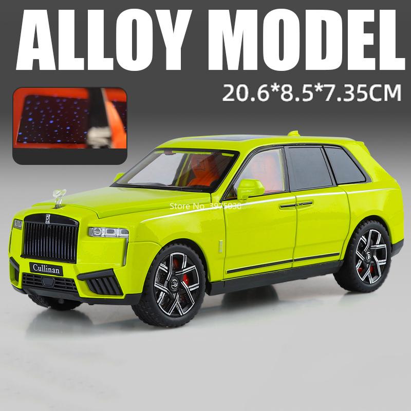 

1:24 Alloy Rolls Royce Cullinan Model Diecast Toy Cars 6 Doors Opened Vehicle with Pull Back Light Music Miniature Car Kids Gift