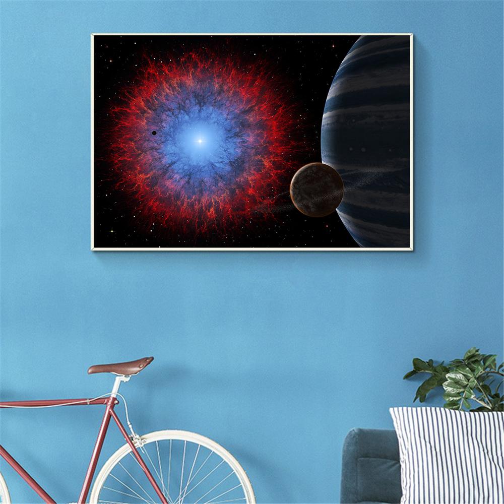 Modern Wall Art Space Stars Nebula Planets Hands Earth Globe Poster Canvas Painting for Living Room Home Decor Salon Maison Art