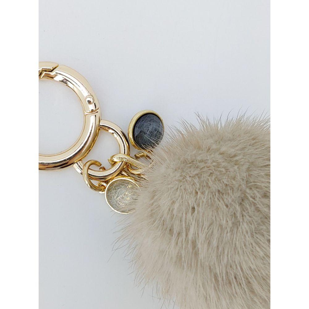 LALA Natural Mink Fur Keychain - Beige