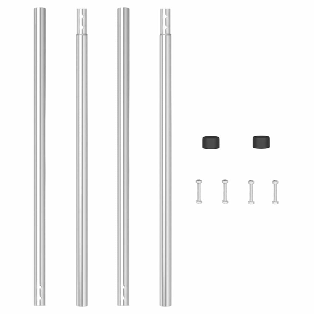 Fence Post Set 2 Pcs Silver Powder Coated Steel