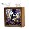 Wooden Photo Frame Base DIY Acrylic Cat Puzzles Night Light, Hand-Assembled Stained Glass Style Jigsaw Lamp with Personalized Handmade Presents Decor,