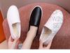 Versatile Women's White Slip-on Shoes - Autumn/Winter Flat Leather Sneakers for Nurses and Students
