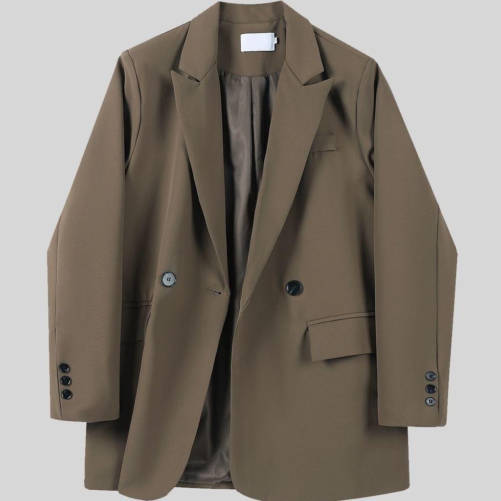 Women's Black High-End Street Style Coffee Blazer - Spring/Autumn 2025 Loose Casual Suit Top