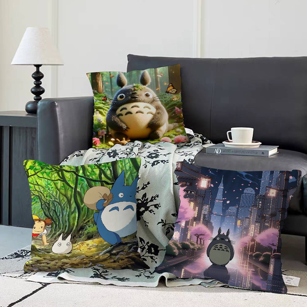 Anime M-Mein Nachbar Totoro Ahornblatt Design Kissenbezug Fröhliche Herbsternte Deko Feiertagsdeko Kissenbezug