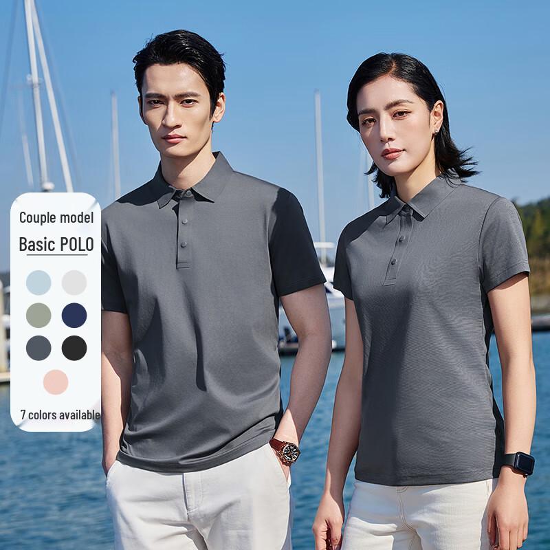 Fengxun Unisex Double-Sided Liquid Ammonia Short Sleeve Polo Shirt XL