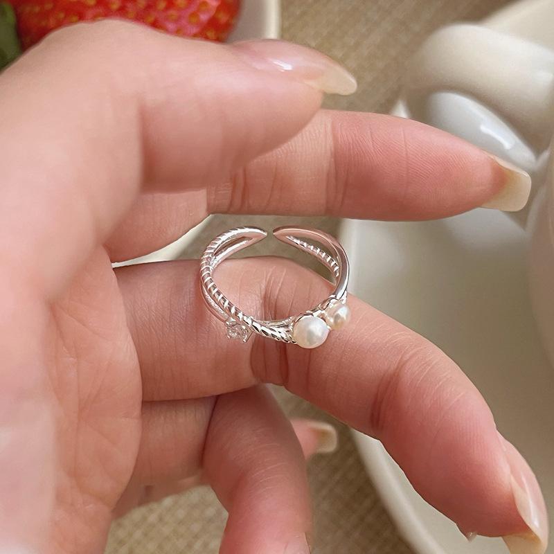 Inele Cruce Perle Niche Femei Simple Stil Rece Lux Ușor Senzație Seniorială Personalitate Modă Bijuterii Deget Arătător