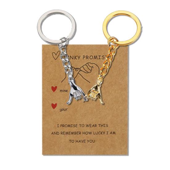 

1 Pair Couple Keychain Hand in Hand Design Promise Matching Keychains Him Her Anniversary Matching Keychains