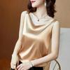 Bluse da Donna in Seta Estiva Camicia Donna Blusa di Raso Top da Donna Blusa con Ricami in Pizzo di Raso Top da Donna Camicie Stampate con Scollo a V Top