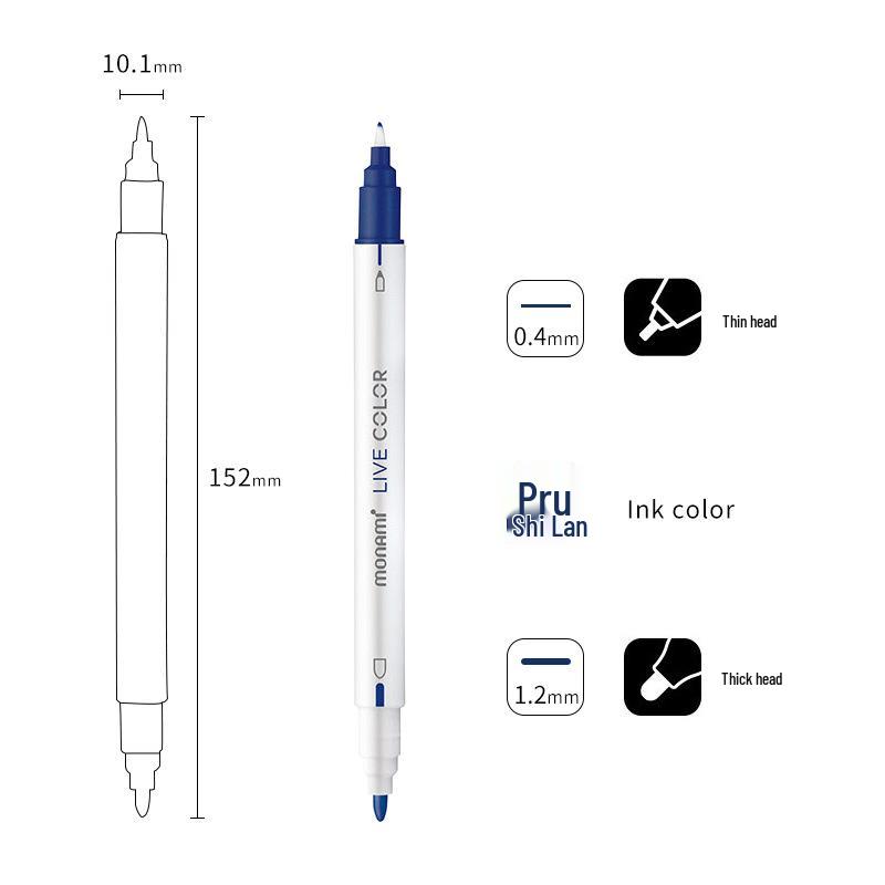 Monami Double-Ended Fiber Tip Liner Pen, 39 Colors for Drawing and Outlining