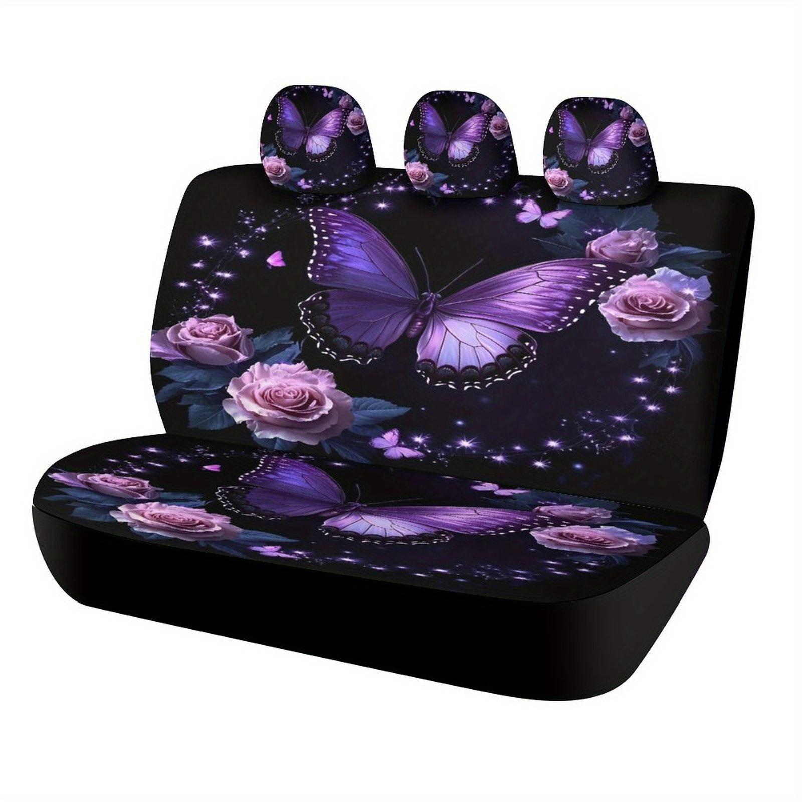 Purple Butterfly And Roses Designed Car