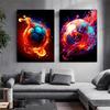 Abstrakcyjne kolorowe plakaty piłkarskie z płomieniami i wydruki na płótnie Malarstwo ścienne Obrazy do salonu Dekoracja domu Prezent