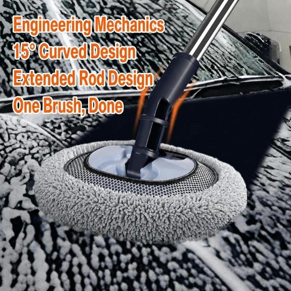 Soft Bristle Car Cleaning Brush Telescopic Long Handle Chenille Broom Car Wash Mop  For Home Use