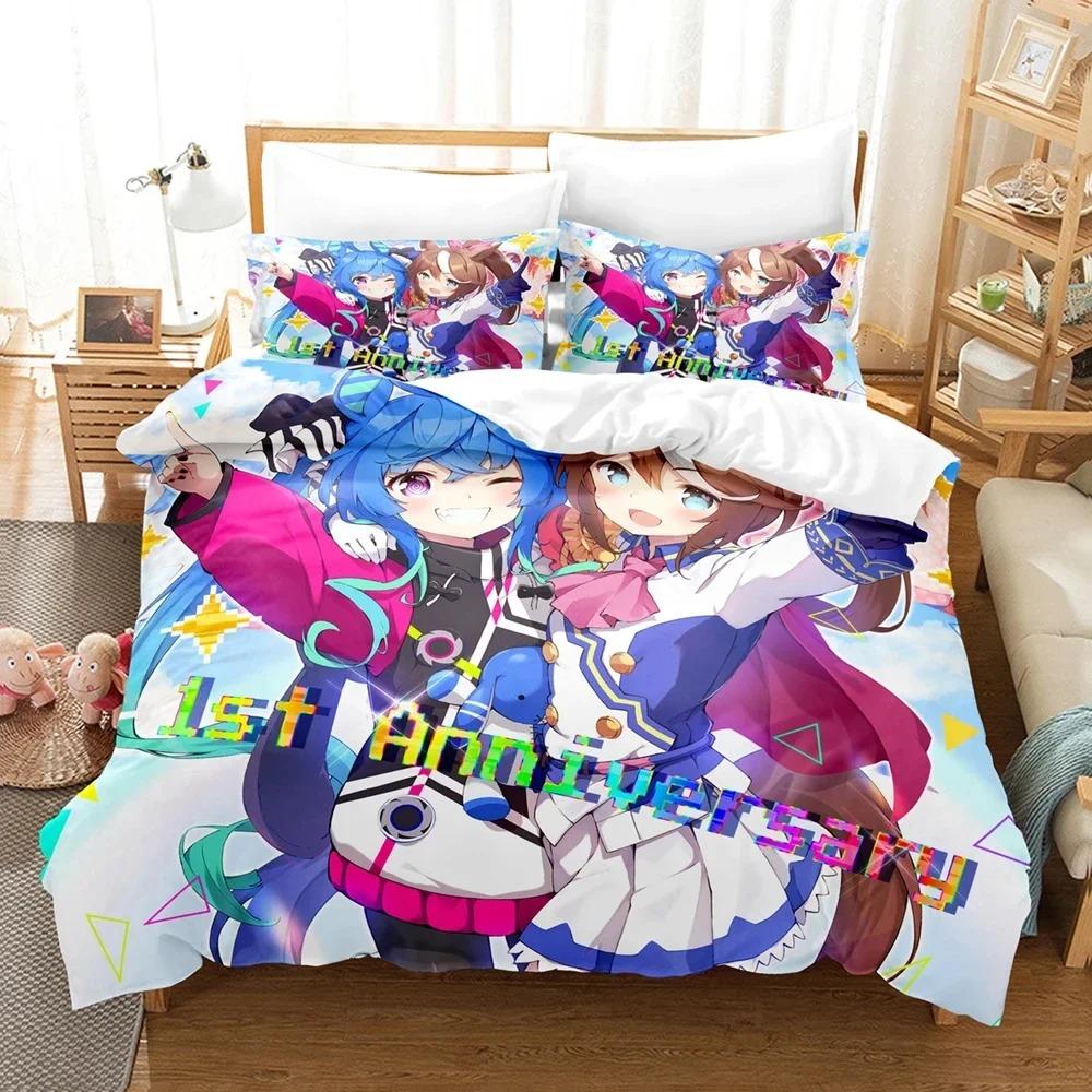 3D Anime Uma Musume Pretty Derby Twin Turbo Bedding Set,Duvet Cover Bed Set Quilt Cover,King Queen Twin Size Boys Girls Adults