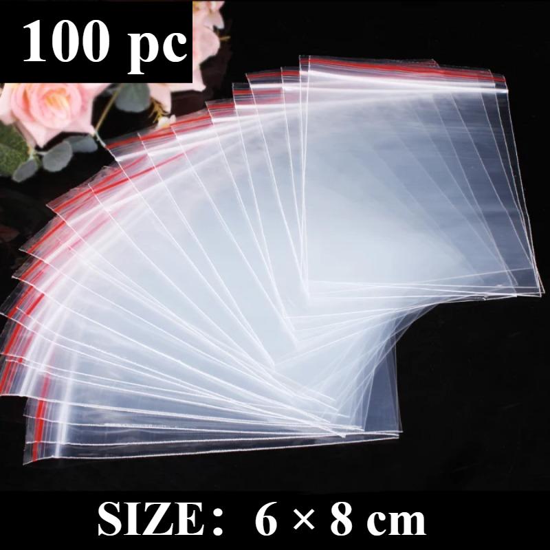100 Pcs/Pack Small Zip Lock Plastic Bags, Reclosable Transparent Bag, Shoe Bag Vacuum Storage Bag, Poly Clear Bags Thickness 0.05mm