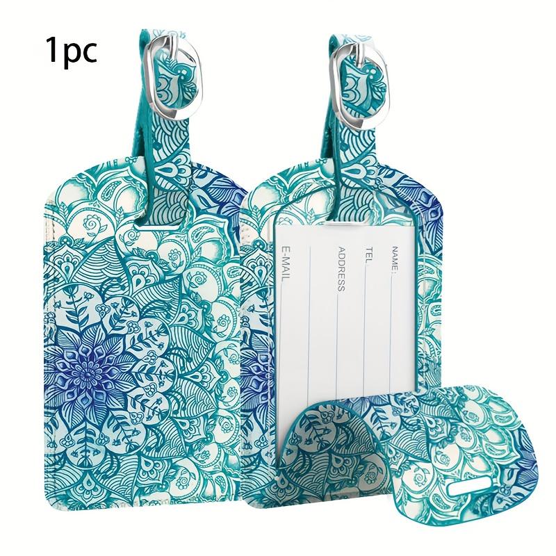 1Pc Colorful Printed Luggage Tag - Leather, Travel ID Card Cover & Anti - Loss Bag Pendant