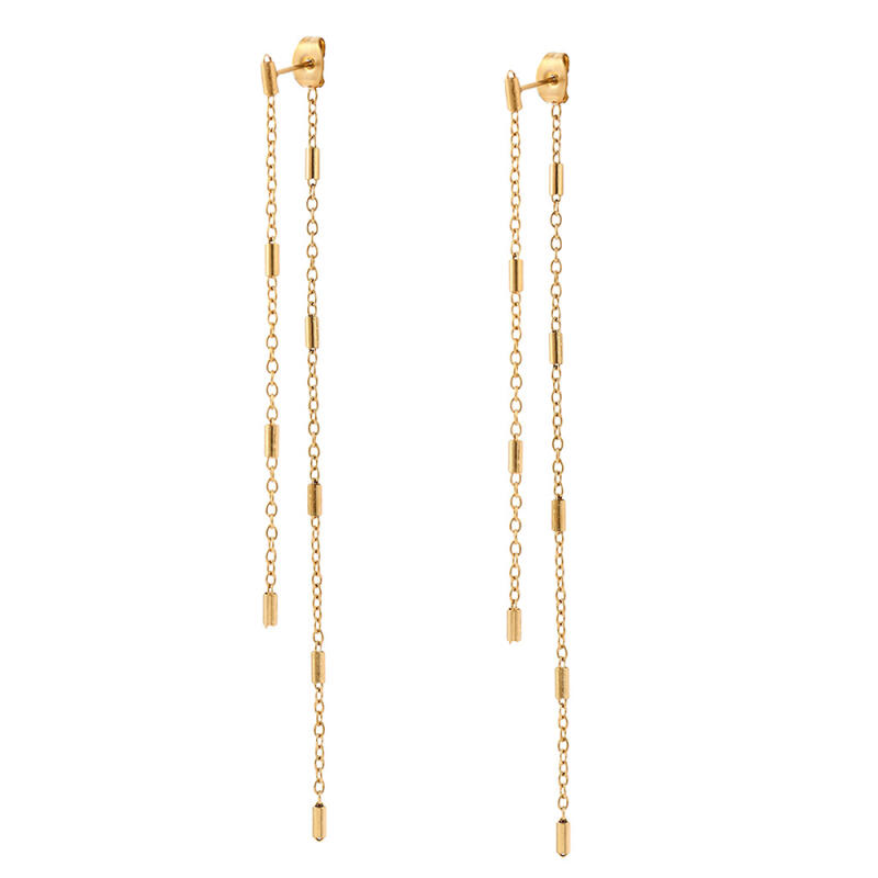 Stainless Steel Pipe Chain O-Chain Dangle Earrings for Women Ladies Classic No Fade Long Tassel Drop Earrings Jewelry Wholesale