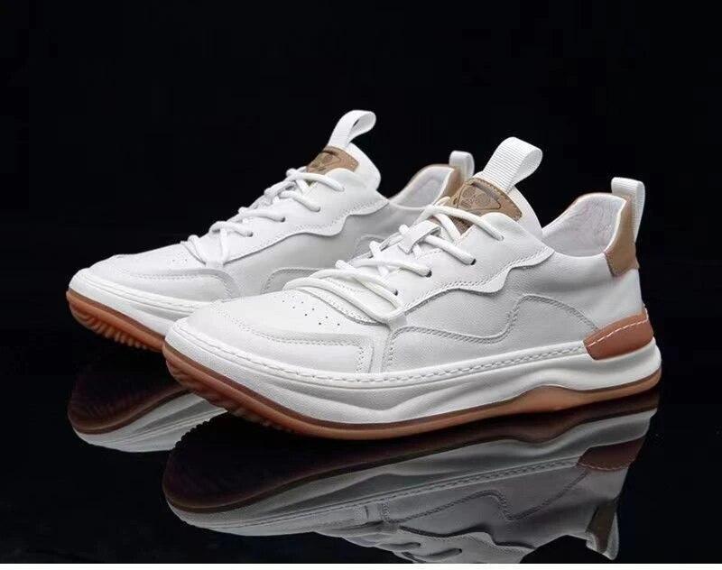 Genuine Cow Leather Men Sneakers Male  New Man Comfortable Hollowed Breathable Casual Sports Shoes Men's Chaussure Homme
