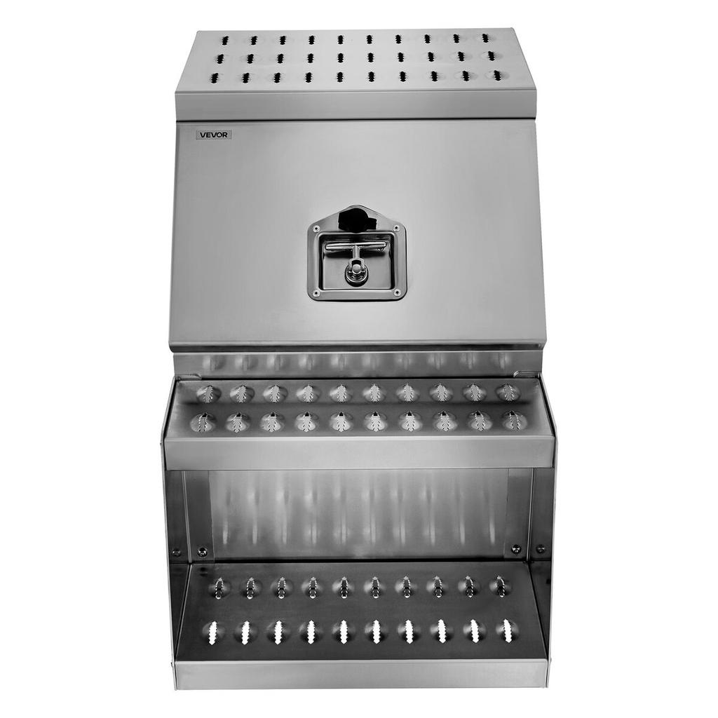 Werkzeugkasten für LKW-Stufe, 457 x 695 x 645 mm Robuster Aluminium-Werkzeugkasten, Seitenmontage, Wasserdichte Seitenstauraum-Sattelstufenkasten mit T-Griff-Schloss & Schlüsseln