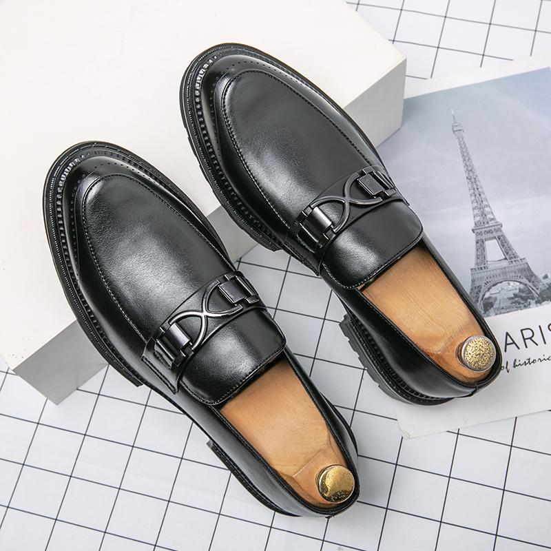 Fashion Men's Leather Casual Shoes High-end Brand Daily Commuting Business Shoes Classic Brown Men's Thick Soled Loafers Massage Sole