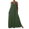 Women's Fashionable Color V Neck Sleeveless Casual Loose Fitting Pullover Long Dress