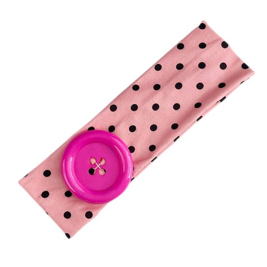 Summer Elastic Headband, Pure Color Dot Print Headband with Button Decor, Versatile Hair Accessories for Daily Party Outing Hair Decoration