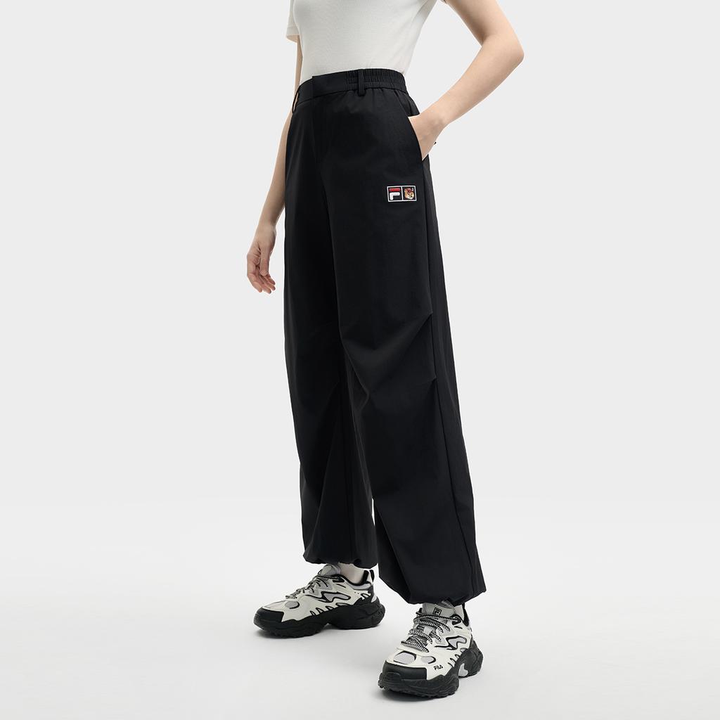 Fila X MAISON KITSUNE Original Outdoor Fashion Stretch Simple Comfortable Woven Wide Leg Casual Pants Women Bottoms Legendary-Blue F11W529803F-NV
