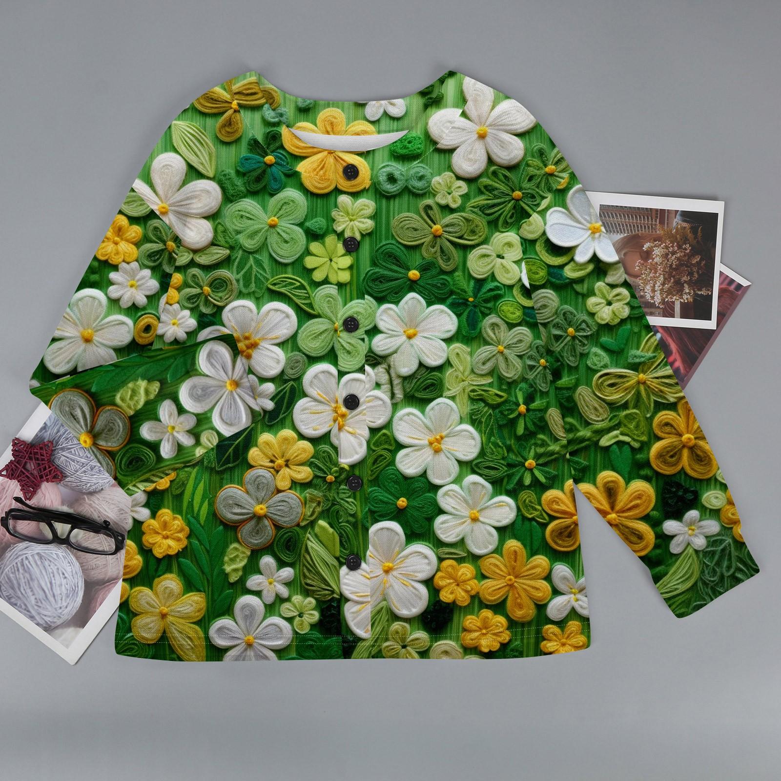 

Женское модное теплое трикотажное пальто с длинным рукавом и принтом XXL белый