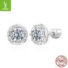 D Color Texture Rock Sugar Moissanite Stud Earrings Women Shine Luxury S925 Sterling Silver Stud Earrings
