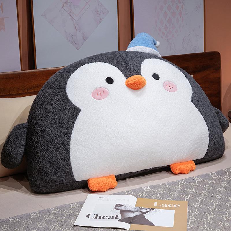 85cm Pinguin Plüsch Rückenstützkissen Gefüllt Blau Schwarz Zeichentricktier Bettkopfkissen Großes Sitzkissen Heimdeko Geschenk 85cm