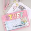 Transparent Letter Makeup Bag Large Capacity Storage Bag PVC Waterproof Cosmetic Bag Embroidery Splicing Household Storage