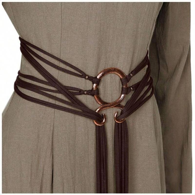 Medieval Long Rope Ring Knotted Belt For Women, Norse Witch Waist Knotted Rope Belt, Viking Renaissance Costume Accessories